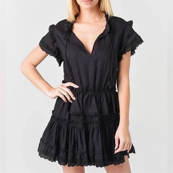 Misa Los Angeles Dresses & Skirts - MISA Los Angeles Lilian Black Flutter Cap Sleeve Dress (XS)